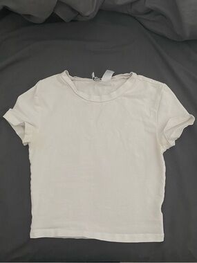 Divided White Crop Tee - Short Sleeve Crewneck